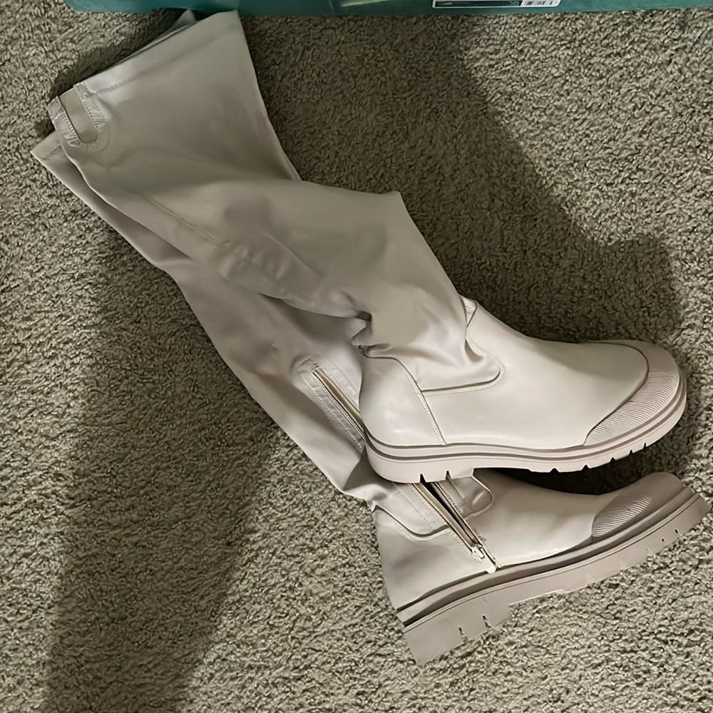 Khaki Platform Knee High Boots